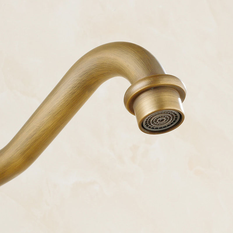 Sikunuo | Vintage Bathtub Faucet with Two Cross Handles Made of Pure Copper Wall-Mounted Fixture