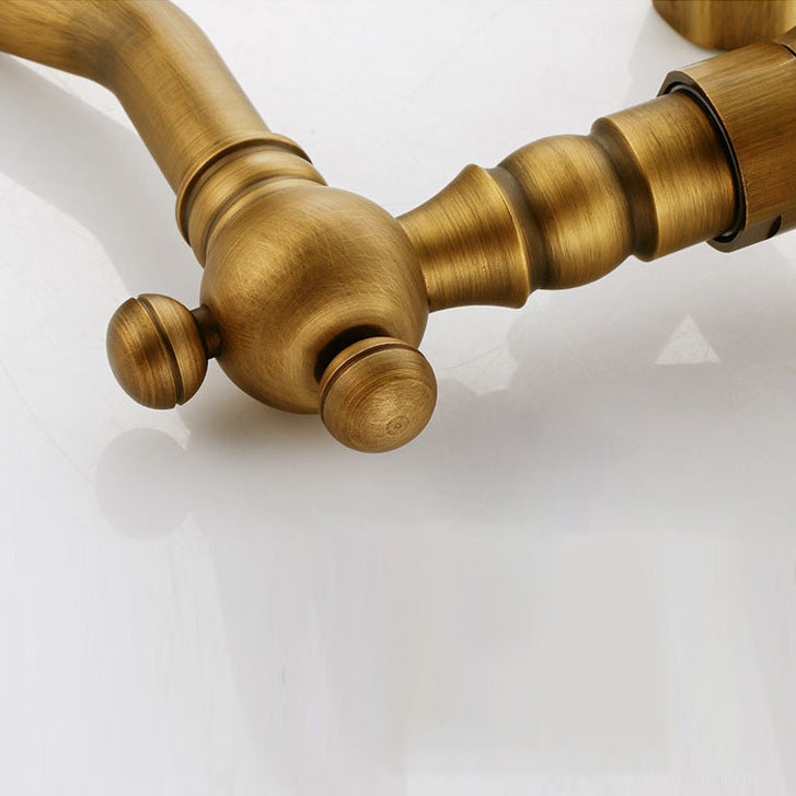 Sikunuo | Vintage Bathtub Faucet with Two Cross Handles Made of Pure Copper Wall-Mounted Fixture