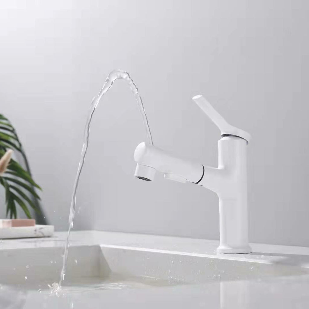 Sikunuo | Contemporary Vessel Faucet Copper Single Handle Low Arc Pull Down Vessel Faucet for Home