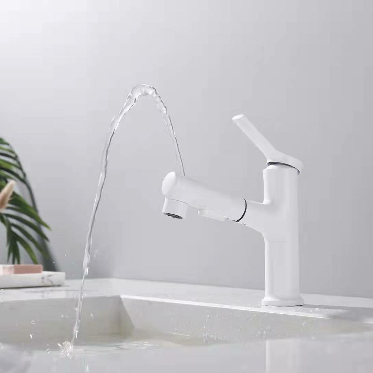 Sikunuo | Contemporary Vessel Faucet Copper Single Handle Low Arc Pull Down Vessel Faucet for Home