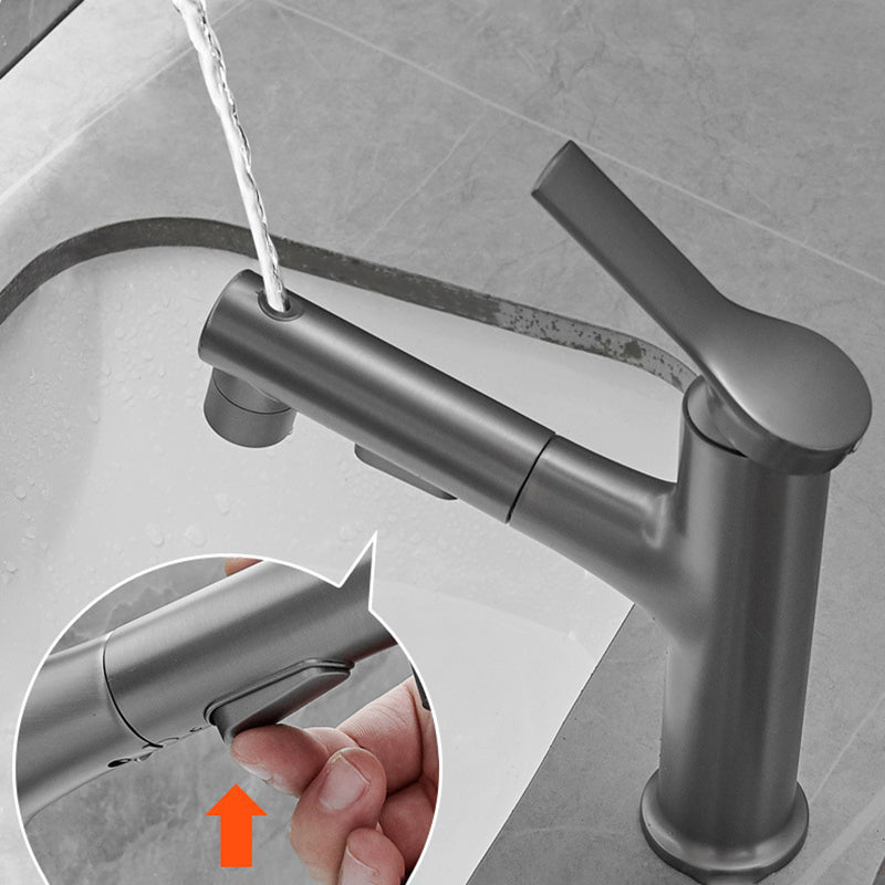 Sikunuo | Contemporary Vessel Faucet Copper Single Handle Low Arc Pull Down Vessel Faucet for Home