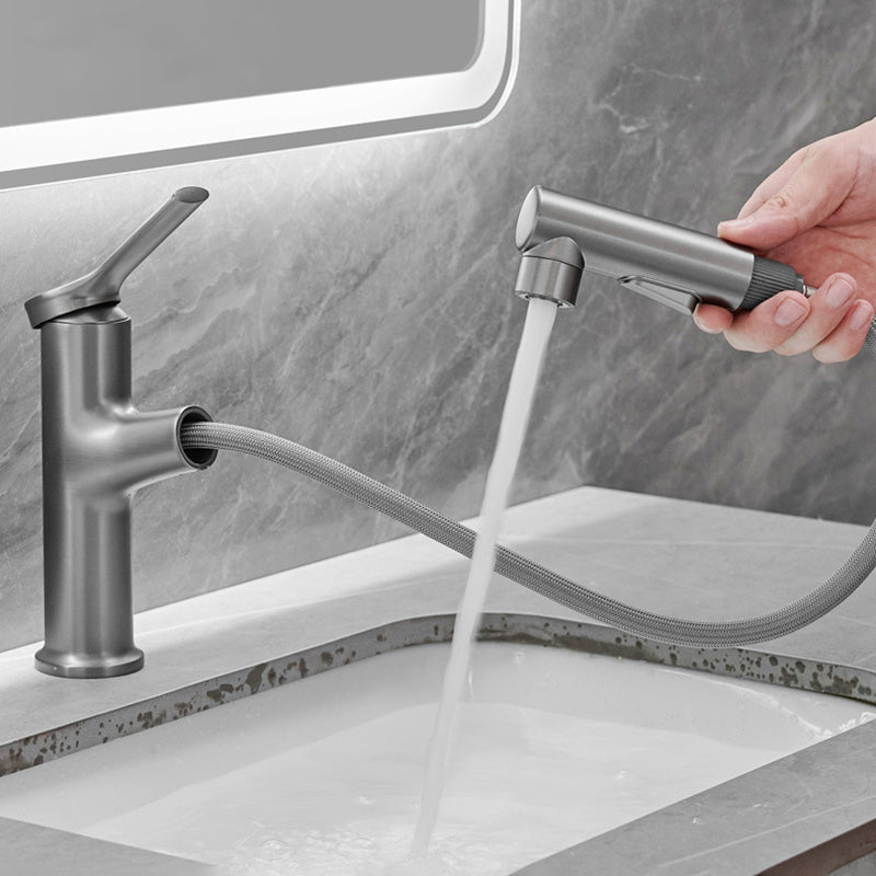 Sikunuo | Contemporary Vessel Faucet Copper Single Handle Low Arc Pull Down Vessel Faucet for Home