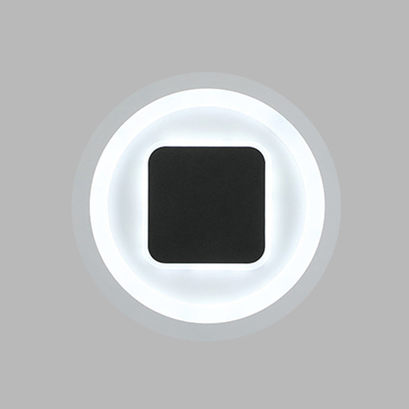 Sikunuo | Square and Round Wall Lights Modernism Metal LED Bedroom Wall Sconce in Black and White