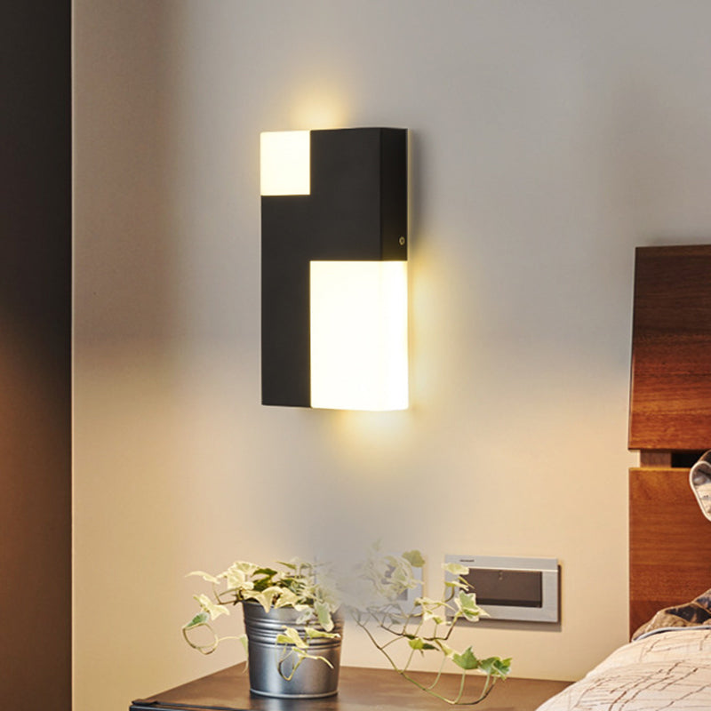 Sikunuo | White/Black Rectangular Wall Light Minimalist LED Acrylic Wall-mounted Lamp for Nightstand