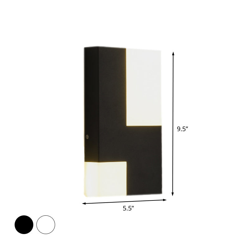 Sikunuo | White/Black Rectangular Wall Light Minimalist LED Acrylic Wall-mounted Lamp for Nightstand
