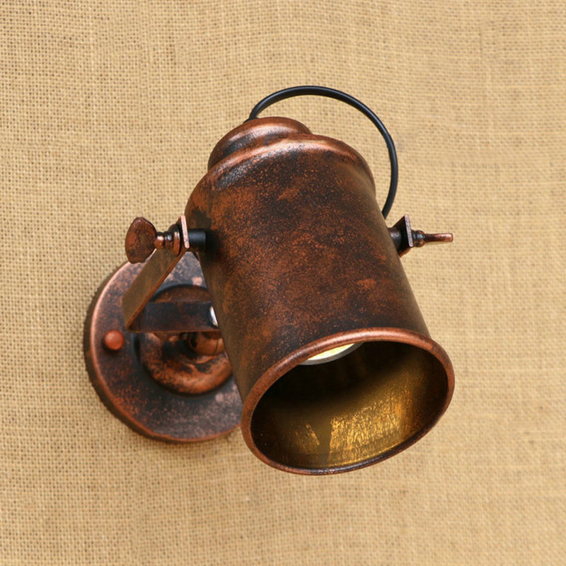 Sikunuo | Cylinder Metallic Wall Light Antique Style 1 Light Living Room Wall Mounted Light in Black/Rust