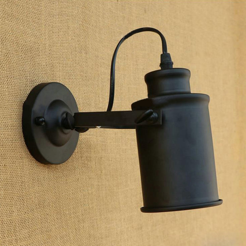 Sikunuo | Cylinder Metallic Wall Light Antique Style 1 Light Living Room Wall Mounted Light in Black/Rust