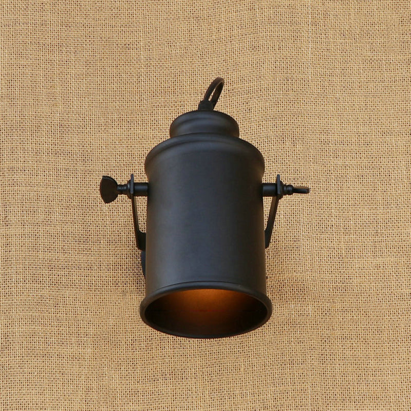 Sikunuo | Cylinder Metallic Wall Light Antique Style 1 Light Living Room Wall Mounted Light in Black/Rust