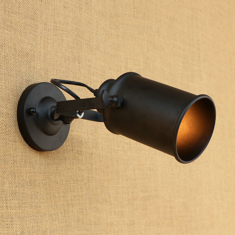 Sikunuo | Cylinder Metallic Wall Light Antique Style 1 Light Living Room Wall Mounted Light in Black/Rust
