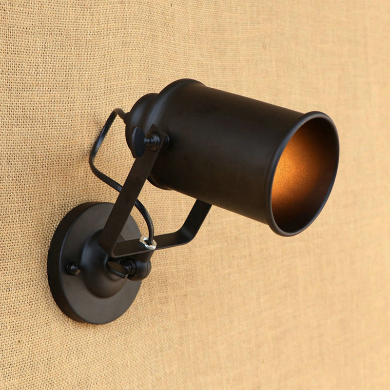 Sikunuo | Cylinder Metallic Wall Light Antique Style 1 Light Living Room Wall Mounted Light in Black/Rust