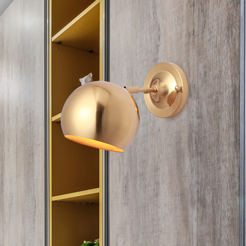 Sikunuo | Brass 1 Lightbulb Wall Lamp Sconces Loft Style Metal Globe Shade Wall Mounted Lamp for Dining Room