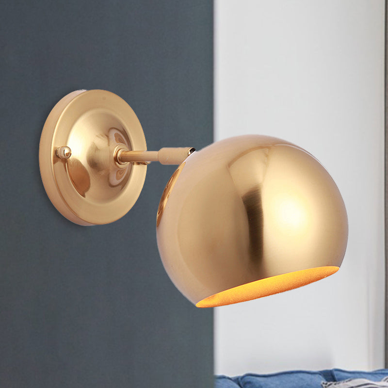 Sikunuo | Brass 1 Lightbulb Wall Lamp Sconces Loft Style Metal Globe Shade Wall Mounted Lamp for Dining Room