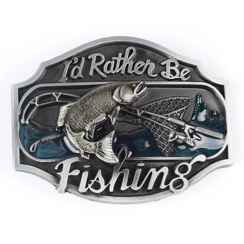 I'd Rather Be Fishing Western Belt Buckle