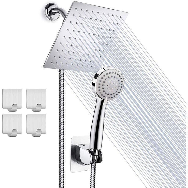 Sikunuo | High Pressure 8 Inch Shower Set 3-Function Hand Shower Stainless Steel Square Ceiling Shower Head