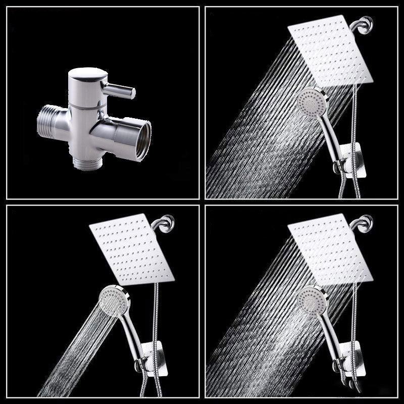 Sikunuo | High Pressure 8 Inch Shower Set 3-Function Hand Shower Stainless Steel Square Ceiling Shower Head