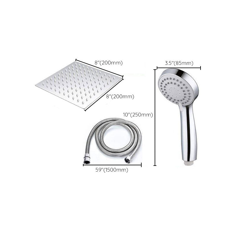 Sikunuo | High Pressure 8 Inch Shower Set 3-Function Hand Shower Stainless Steel Square Ceiling Shower Head