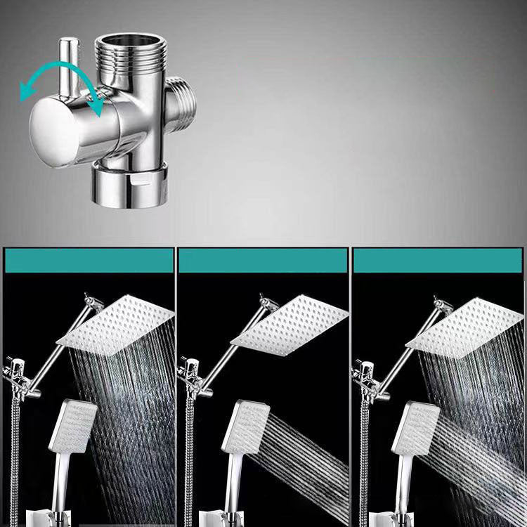 Sikunuo | Contemporary Pull Down Dual Shower Head Square High Arc Shower Head Combo in Chrome