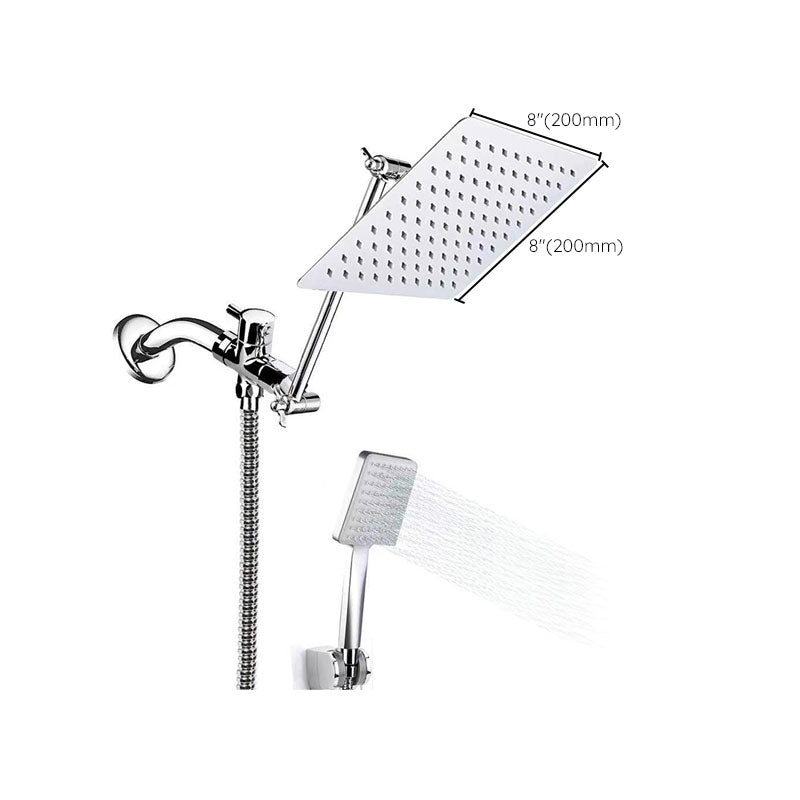 Sikunuo | Contemporary Pull Down Dual Shower Head Square High Arc Shower Head Combo in Chrome
