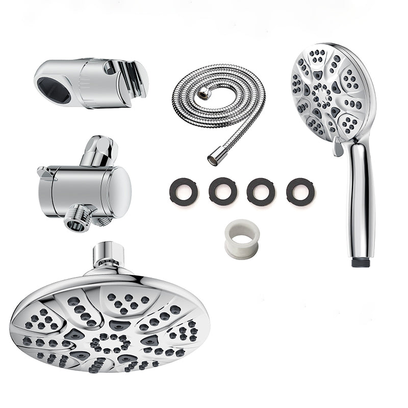 Sikunuo | Contemporary Shower Combo Dual Shower Head Chrome Ceiling Mounted Round Shower Head