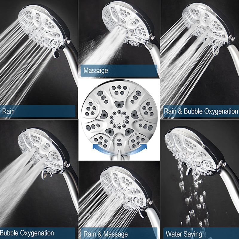 Sikunuo | Contemporary Shower Combo Dual Shower Head Chrome Ceiling Mounted Round Shower Head