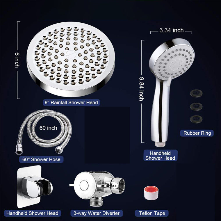 Sikunuo | Modern Dual Shower Head Square High Arc Shower Head Combination in Silver