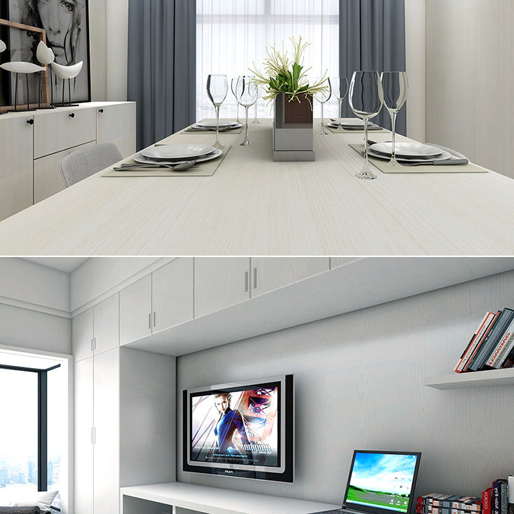 Sikunuo | Modern Pearl Wainscoting PVC Wood Grain Wall Access Panel Peel and Stick Wall Tile