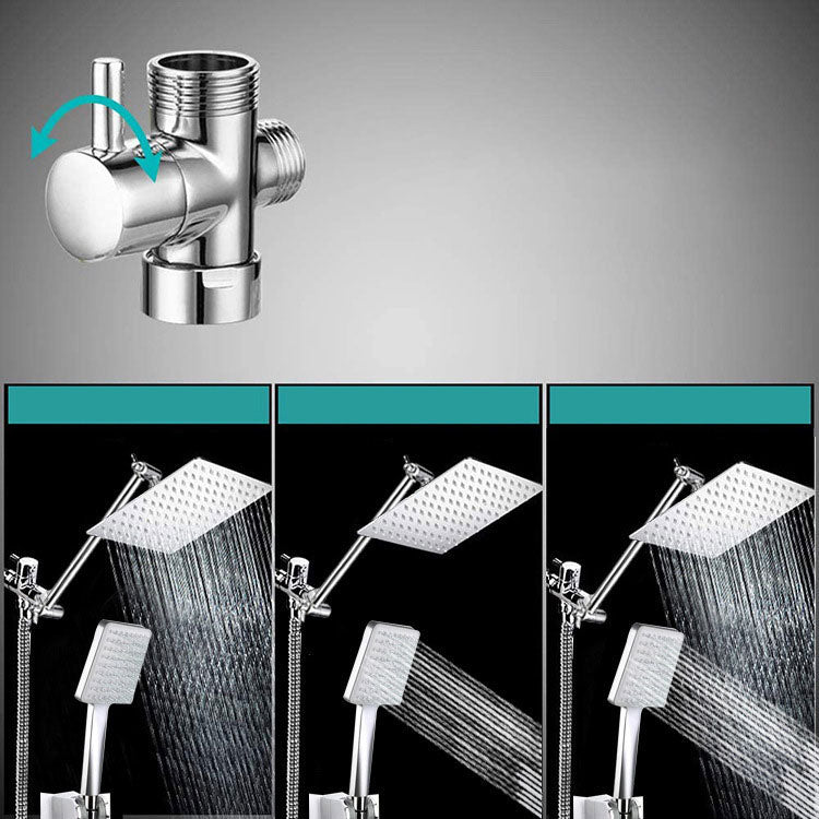 Sikunuo | Pull down Dual Shower Head Square High Arch Shower Head Combo in Chrome