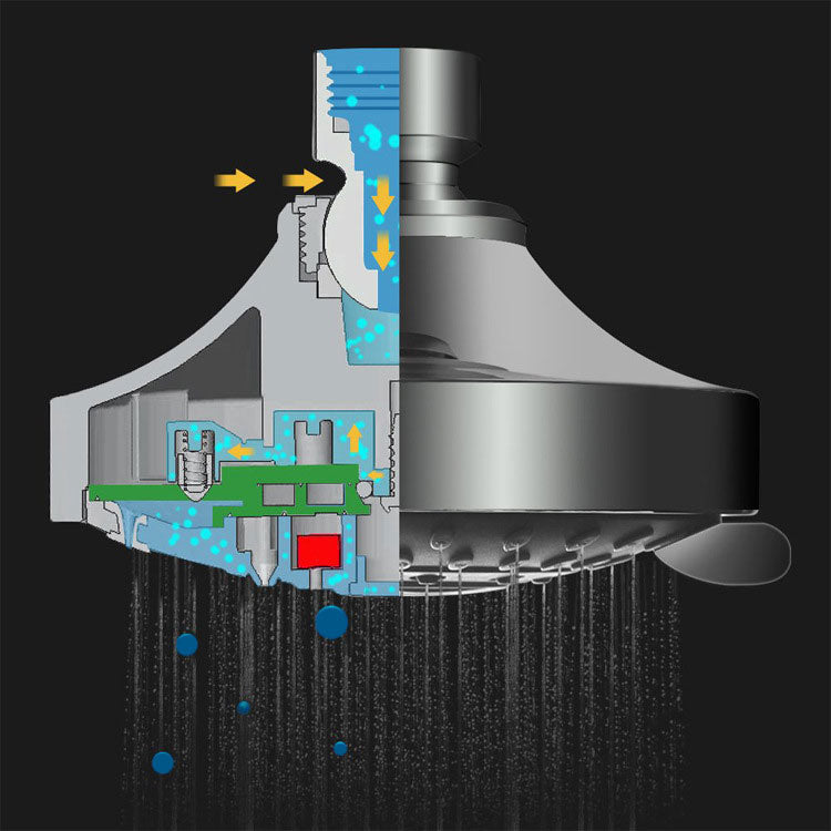 Sikunuo | Modern Standard 5 Settings Shower Head Round Metal Adjustable Spray Pattern Shower Head