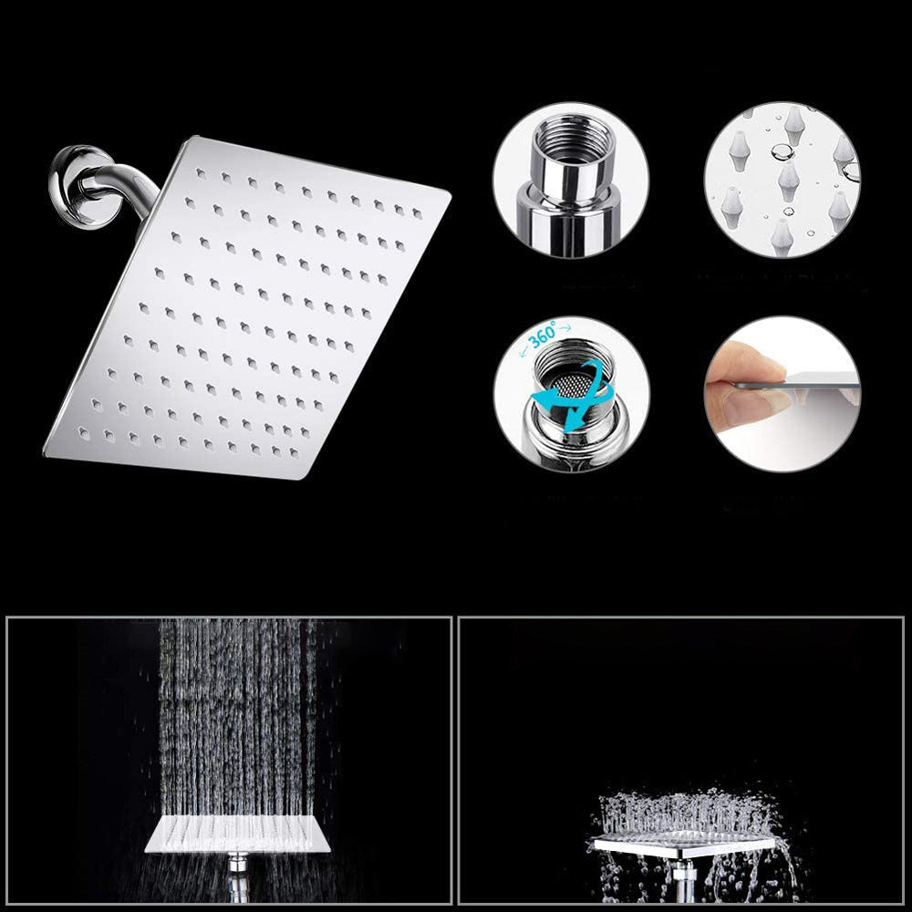 Sikunuo | Modern Dual Shower Head Square High Arc Shower Head in Silver