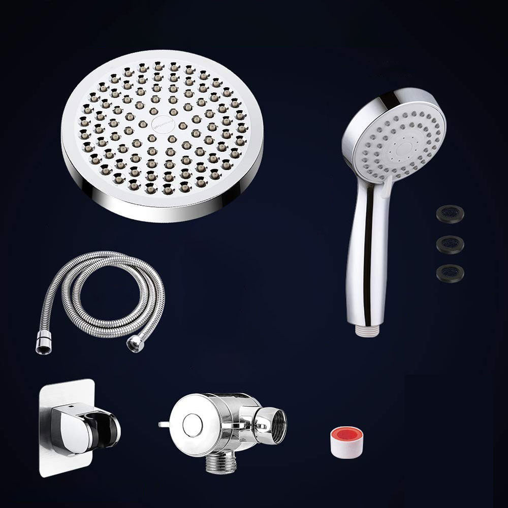 Sikunuo | Modern Standard Shower Set Double Round Metal Adjustable Spray Pattern Shower Head