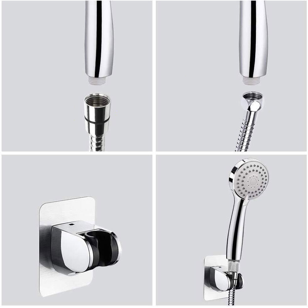 Sikunuo | Modern Standard Shower Set Double Round Metal Adjustable Spray Pattern Shower Head