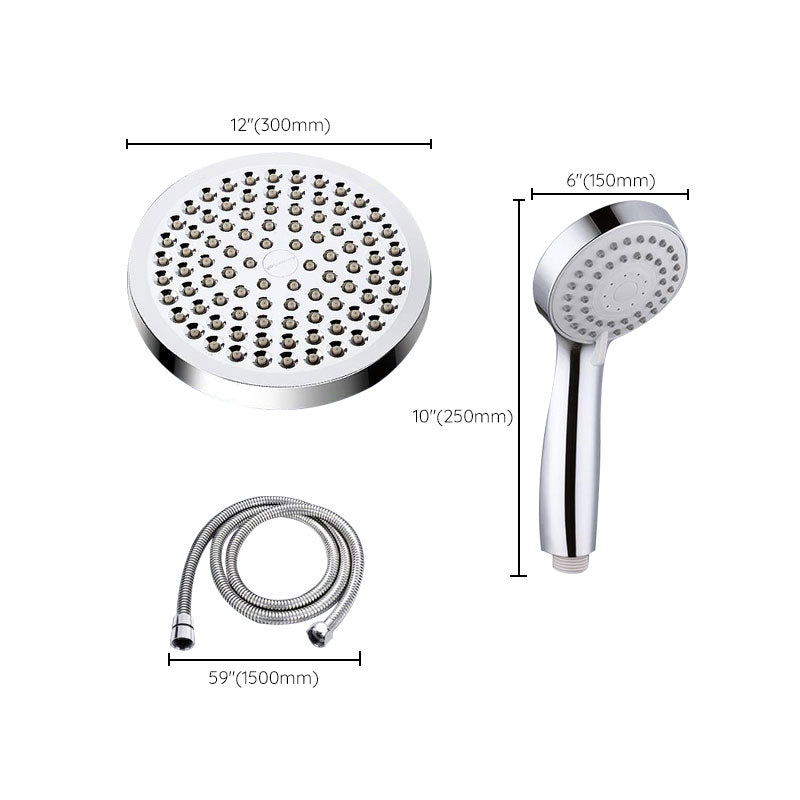 Sikunuo | Modern Standard Shower Set Double Round Metal Adjustable Spray Pattern Shower Head