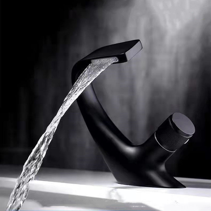 Sikunuo | Button Handle Faucet Contemporary Style Faucet with Waterfall Spout