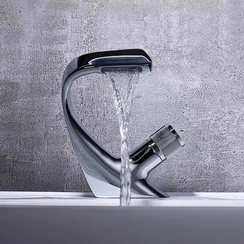 Sikunuo | Button Handle Faucet Contemporary Style Faucet with Waterfall Spout