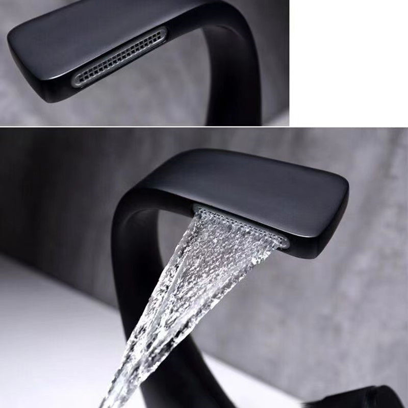 Sikunuo | Button Handle Faucet Contemporary Style Faucet with Waterfall Spout