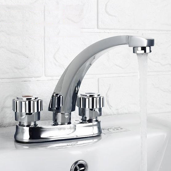 Sikunuo | Modern Style Vessel Faucet Copper Knob Handle Low Arc Vessel Faucet