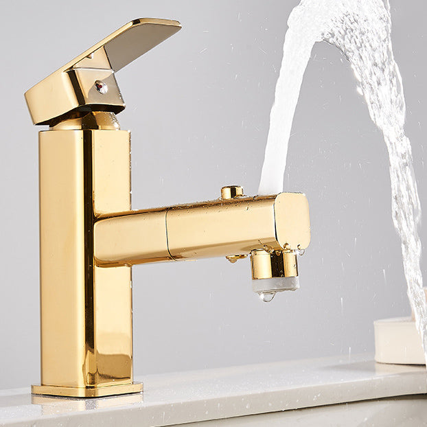 Sikunuo | Luxury Extendable Basin Faucet Cubic Low Arc Vanity Faucet