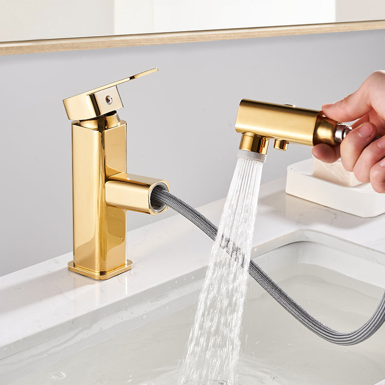 Sikunuo | Luxury Extendable Basin Faucet Cubic Low Arc Vanity Faucet