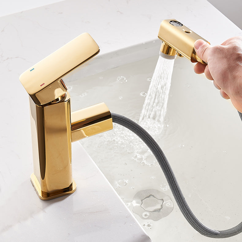 Sikunuo | Luxury Extendable Basin Faucet Cubic Low Arc Vanity Faucet