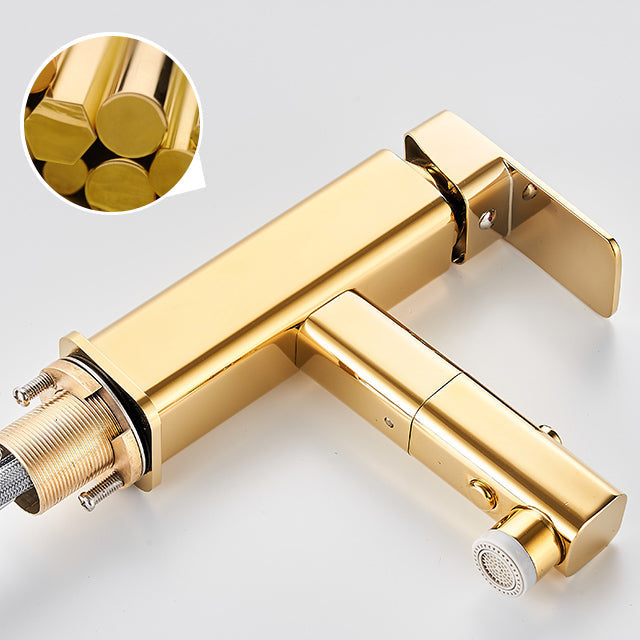 Sikunuo | Luxury Extendable Basin Faucet Cubic Low Arc Vanity Faucet