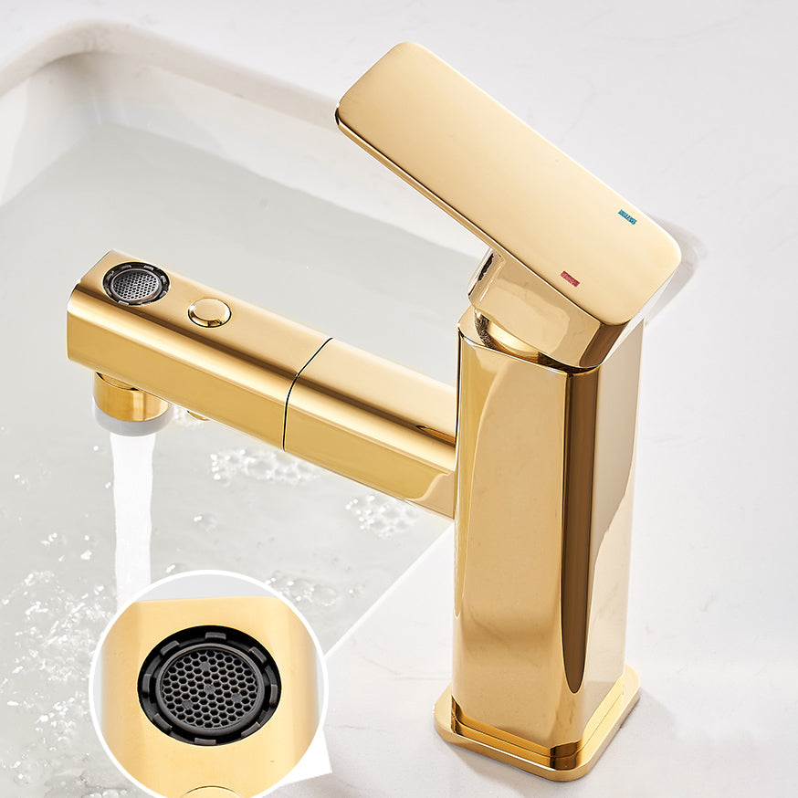 Sikunuo | Luxury Extendable Basin Faucet Cubic Low Arc Vanity Faucet