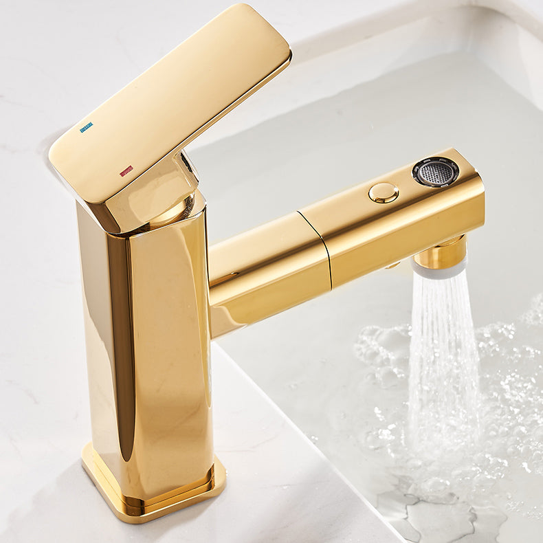 Sikunuo | Luxury Extendable Basin Faucet Cubic Low Arc Vanity Faucet