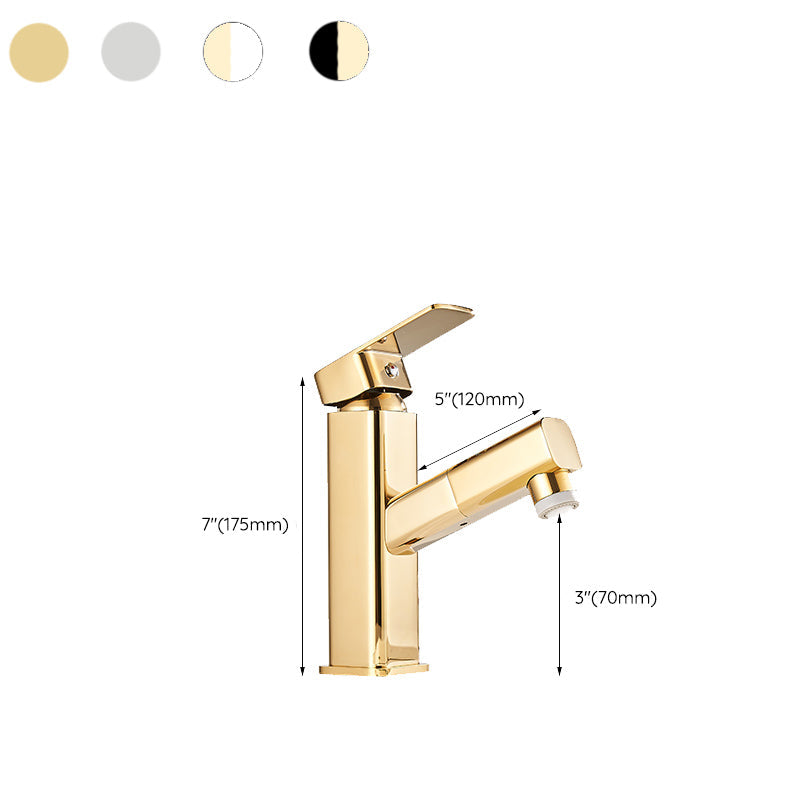 Sikunuo | Luxury Extendable Basin Faucet Cubic Low Arc Vanity Faucet