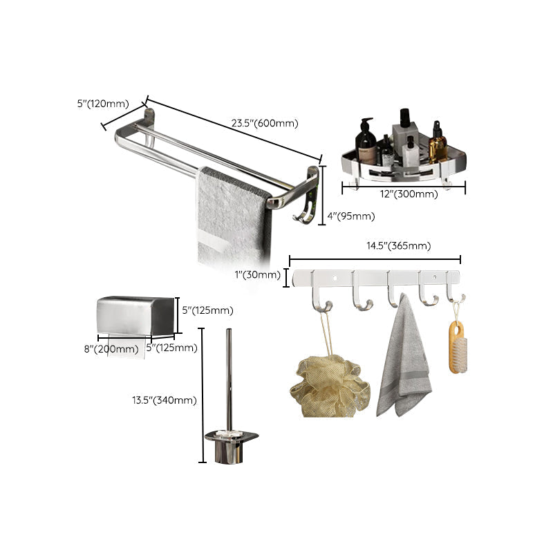 Sikunuo | Contemporary Chrome Bathroom Hardware Set Polished Chrome Bathroom Set Made of Stainless Steel