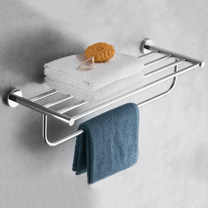 Sikunuo | Polished Chrome Modern Bathroom Accessories Set with Towel Bar/Paper Holder