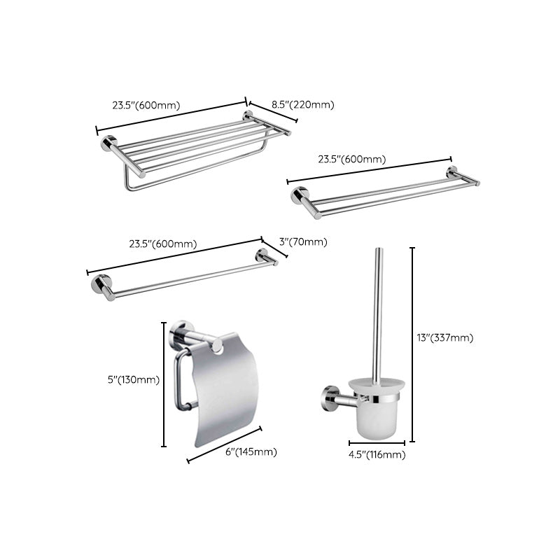 Sikunuo | Polished Chrome Modern Bathroom Accessories Set with Towel Bar/Paper Holder