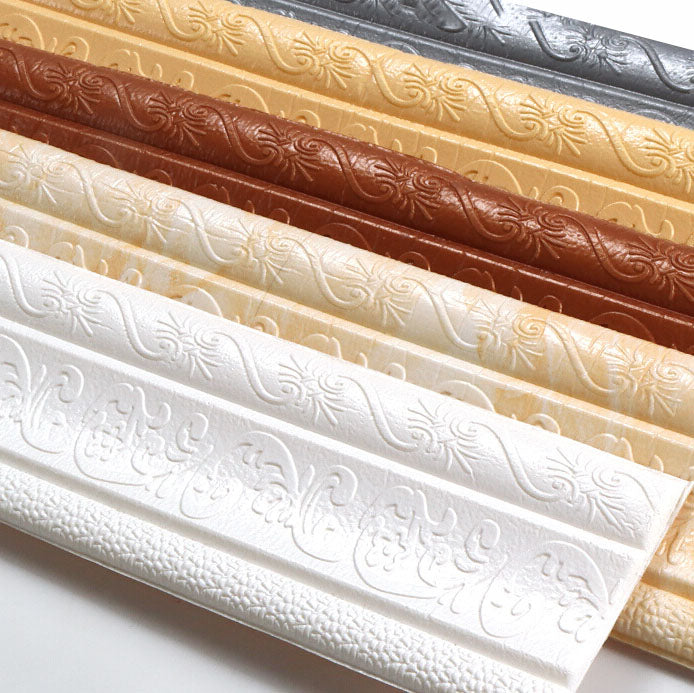 Sikunuo | Modern Baseboards 3D Embossing Baseboard PVC Stereo Base Set of 1