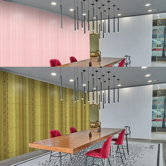 Sikunuo | Modern Wall Paneling Peel and Stick Wood Look Design Rectangular Wall Paneling