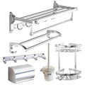 Sikunuo | Modern 5/6-piece bathroom accessory set with bathroom shelf/robe hooks/towel bar