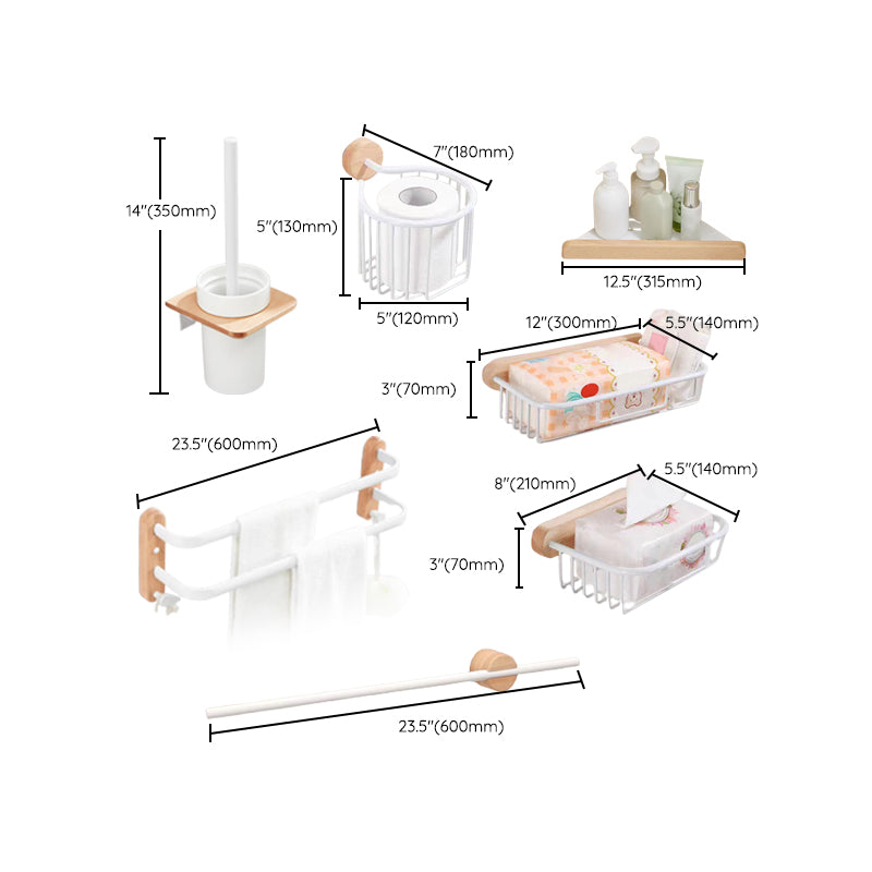 Sikunuo | White Bathroom Set Solid Wood & Aluminium Bathroom Accessories individually or as a set